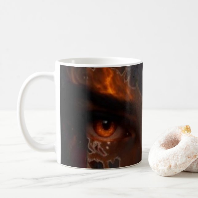 Mystic Burning Eye Dark Fantasy Aesthetic Mug (With Donut)