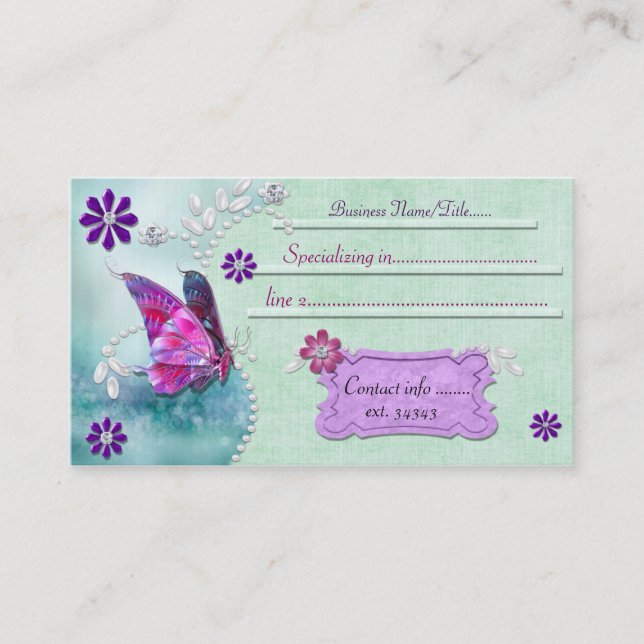 Mystic Butterfly 1 Jeweled Business Card (Front)