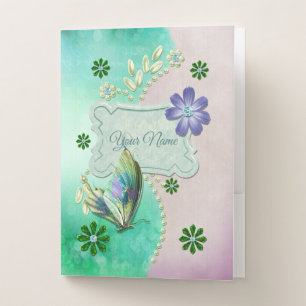 Mystic Butterfly 2 Jeweled Pocket Folder