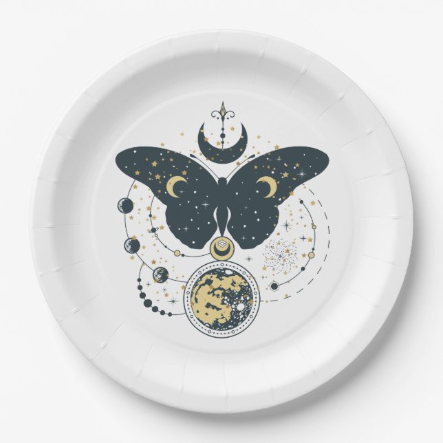 Mystic Butterfly & Sky Paper Plate (Front)