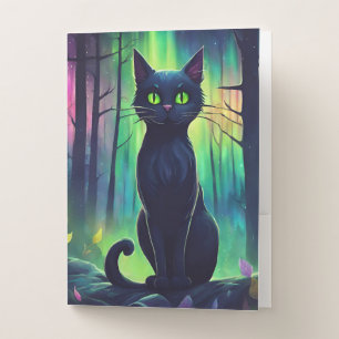 Mystic Cat of the Northern Lights Pocket Folder