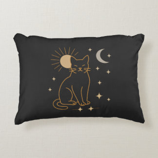 Mystic Cat Tote Bag- Minimalist Celestial Line Ar Accent Pillow