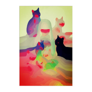 Mystic Cats & Spirits – Vibrant Abstract Anime Art