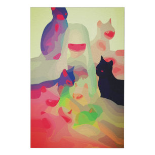 Mystic Cats & Spirits – Vibrant Abstract Anime Art Faux Canvas Print