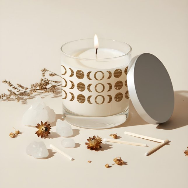 Mystic Celestial Elegance Gold Lunar Moon Pattern Scented Candle (Mystic Celestial Elegance Gold Lunar Moon Pattern Scented Candle)
