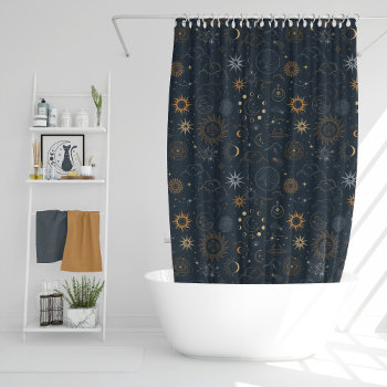 Mystic Celestial Pattern Shower Curtain by heartlocked at Zazzle
