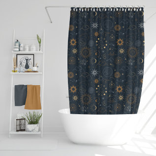 Mystic Celestial Pattern Shower Curtain at Zazzle