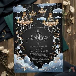 Mystic Clouds Opulent Chandelier Wedding Invitation