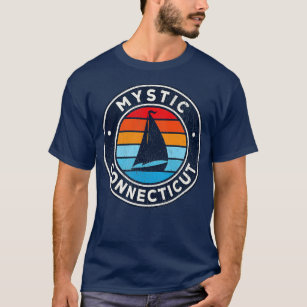 Mystic Connecticut CT Vintage Sailboat Retro 70s  T-Shirt