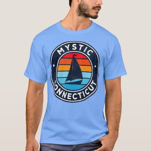 Mystic Connecticut CT Vintage Sailboat Retro 70s  T_Shirt