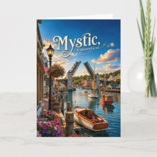 Mystic, Connecticut Drawbridge Harbor Sunset Card