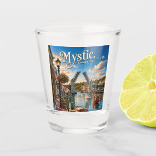Mystic, Connecticut Drawbridge Harbor Sunset Shot Glass