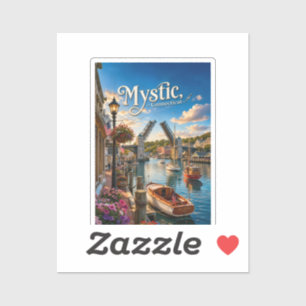 Mystic, Connecticut Drawbridge Harbor Sunset Sticker