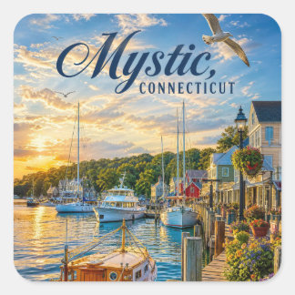 Mystic, Connecticut Harbor Square Sticker