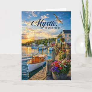 Mystic, Connecticut Harbor Sunset Card