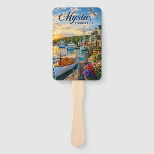 Mystic, Connecticut Harbor Sunset Hand Fan