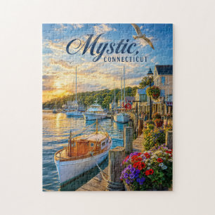Mystic, Connecticut Harbor Sunset Jigsaw Puzzle