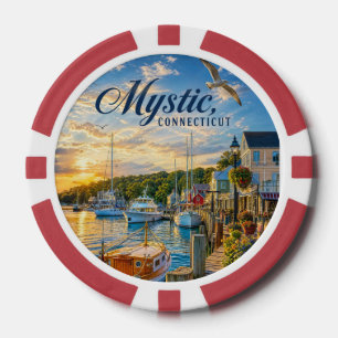 Mystic, Connecticut Harbor Sunset Poker Chips