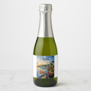 Mystic, Connecticut Harbor Sunset Sparkling Wine Label