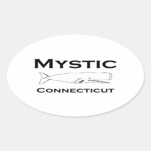 Mystic Connecticut Vintage Whale Oval Sticker