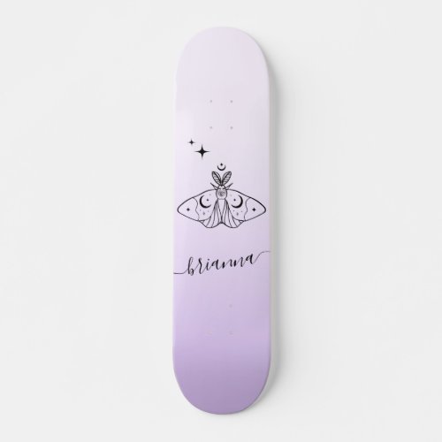 Mystic Cosmic Butterfly Calligraphy Name  Sparkle Skateboard