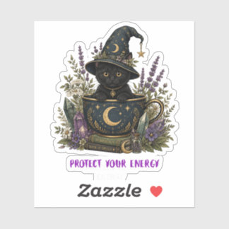 Mystic Cottagecore Cat Protect Your Energy Scented Sticker