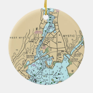 Mystic CT Chart Ceramic Ornament