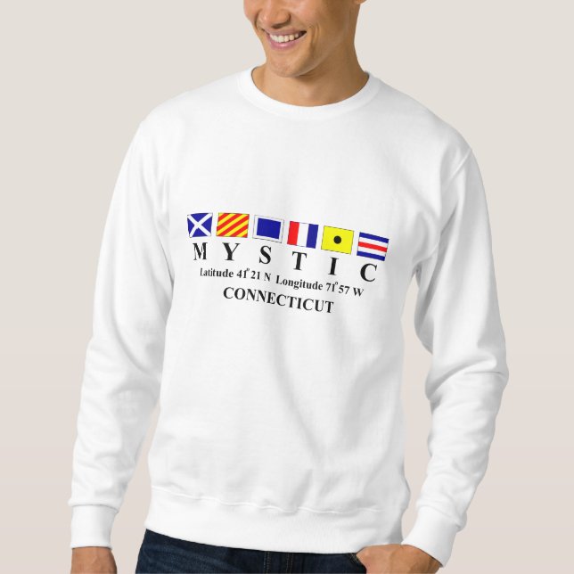 Mystic, CT - Longtitude & Latitude Sweatshirt (Front)