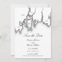 Mystic CT Map Elegant Black and White Wedding