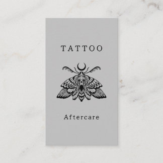 Mystic Death moth Tattoo Aftercare Instructions Business Card