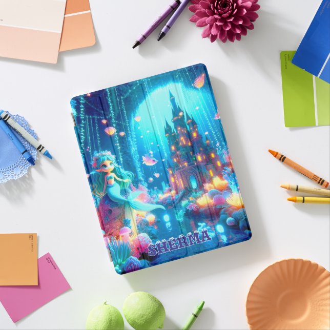 Mystic Depths – Chibi Mermaid & Glowing Garden  iPad Smart Cover (In Situ)