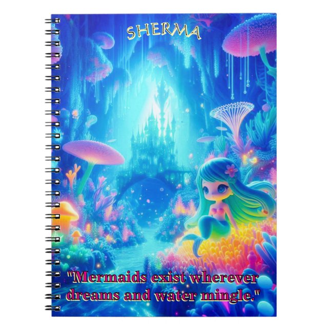  Mystic Depths – Chibi Mermaid & Glowing Garden  Notebook (Front)