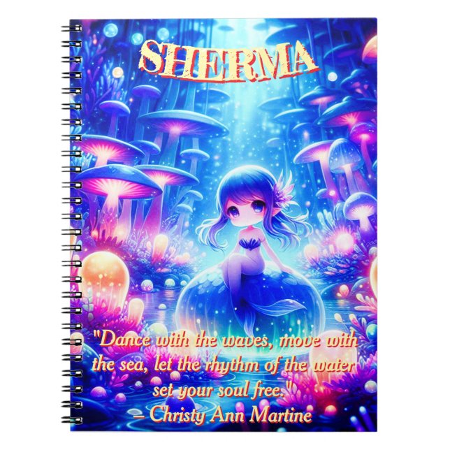 Mystic Depths – Chibi Mermaid & Glowing Garden  Notebook (Front)
