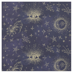 Mystic design vintage style. Eye, moon, stars Fabric