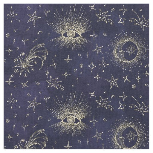 Mystic design vintage style. Eye, moon, stars Fabric