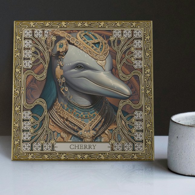 Mystic Dolphin Spirit Personalized Tribal Tribute Ceramic Tile (Creator Uploaded)