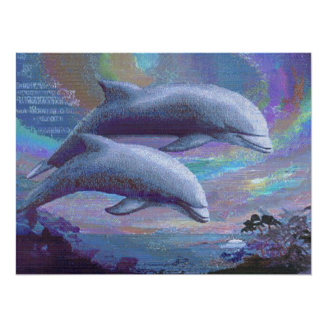 Mystic Dolphins in Dream Ocean Realm Poster (Front)