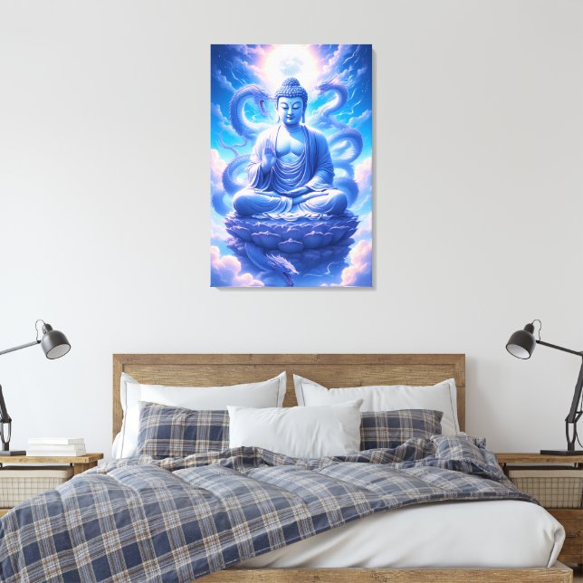 Mystic Dragon Buddha Meditation Canvas Print (Insitu(Bedroom))