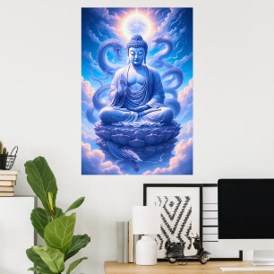 Mystic Dragon Buddha Meditation Poster