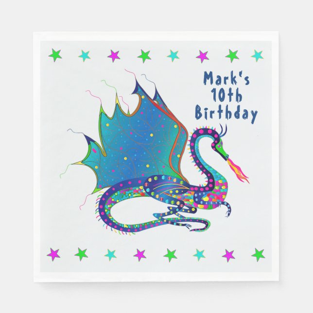 Mystic Dragon in colorful Kaleidoscope Collection Napkins (Front)