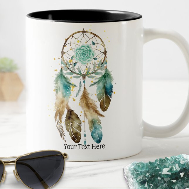 Mystic Dreamcatcher Spiritual Metaphysical Yoga Two-Tone Coffee Mug (Creator Uploaded)