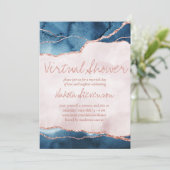 Mystic Elegance | Blue Pink Agate Virtual Shower Invitation (Standing Front)