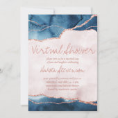 Mystic Elegance | Blue Pink Agate Virtual Shower Invitation (Front)
