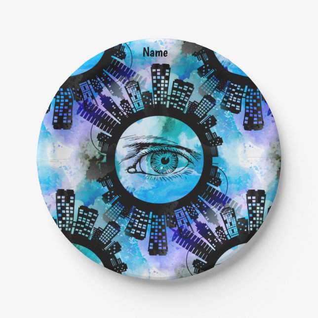 Mystic Elegance in Urban Contemporary Style Paper Plates (Front)