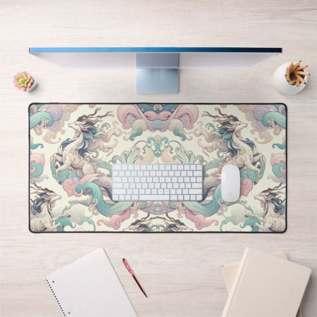 Mystic Elegance: Pastel Kirin Whispers Desk Mat (Office 1)
