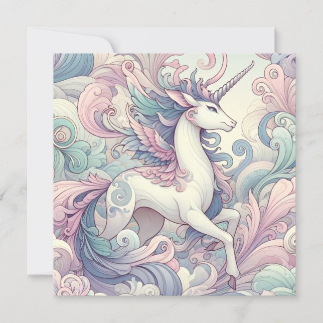 Mystic Elegance: Pastel Kirin Whispers Invitation (Front)