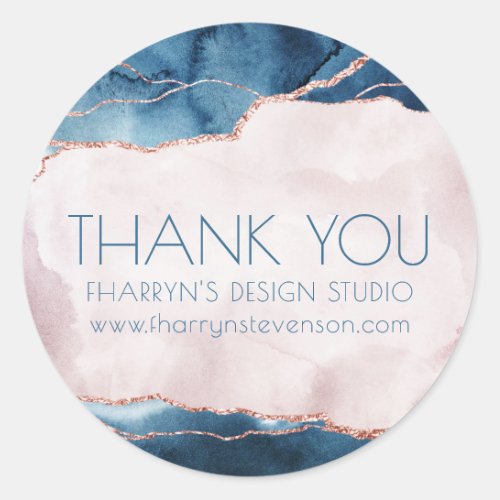 Mystic Elegance  Teal and Pink Branding Thank You Classic Round Sticker