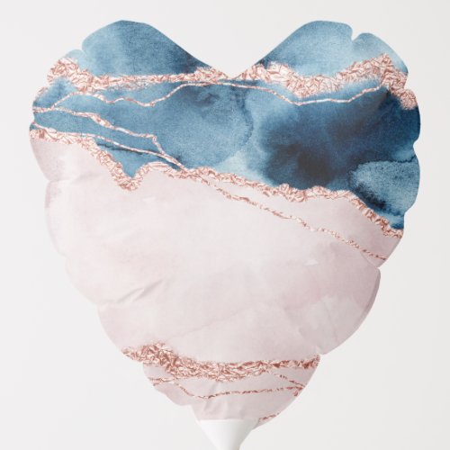 Mystic Elegance  Teal Blue and Rose Gold Agate Balloon