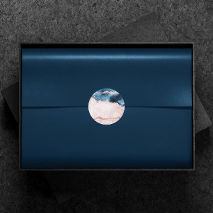 Mystic Elegance   Teal Blue and Rose Gold Agate Classic Round Sticker