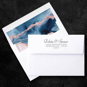 Mystic Elegance Teal Blue and Rose Gold Agate Envelope Liner
